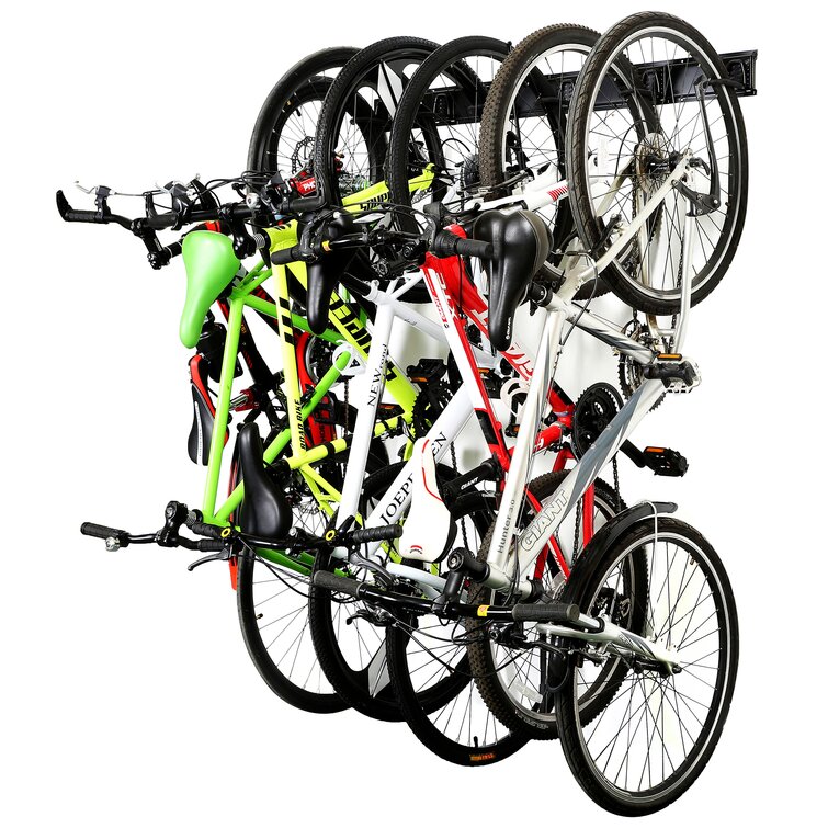 Wall mounted multiple store bike rack